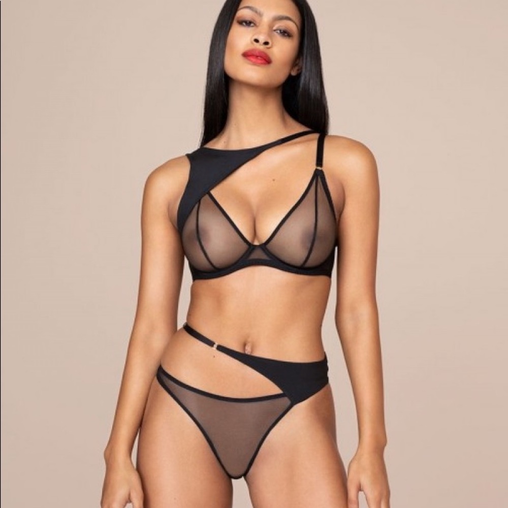 Payton layered stretch-silk crepe bra and brief